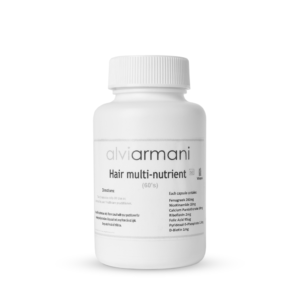 Alvi Armani Hair Multi-Nutrient supplement for improved hair health.