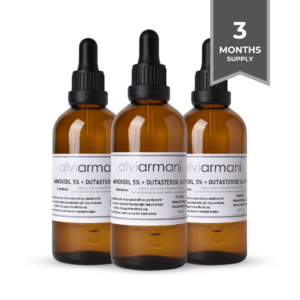 Three-month supply of Minoxidil and Dutasteride topical solution from Alvi Armani.