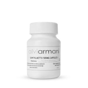500mg Saw Palmetto supplement by Alvi Armani for promoting healthy hair.